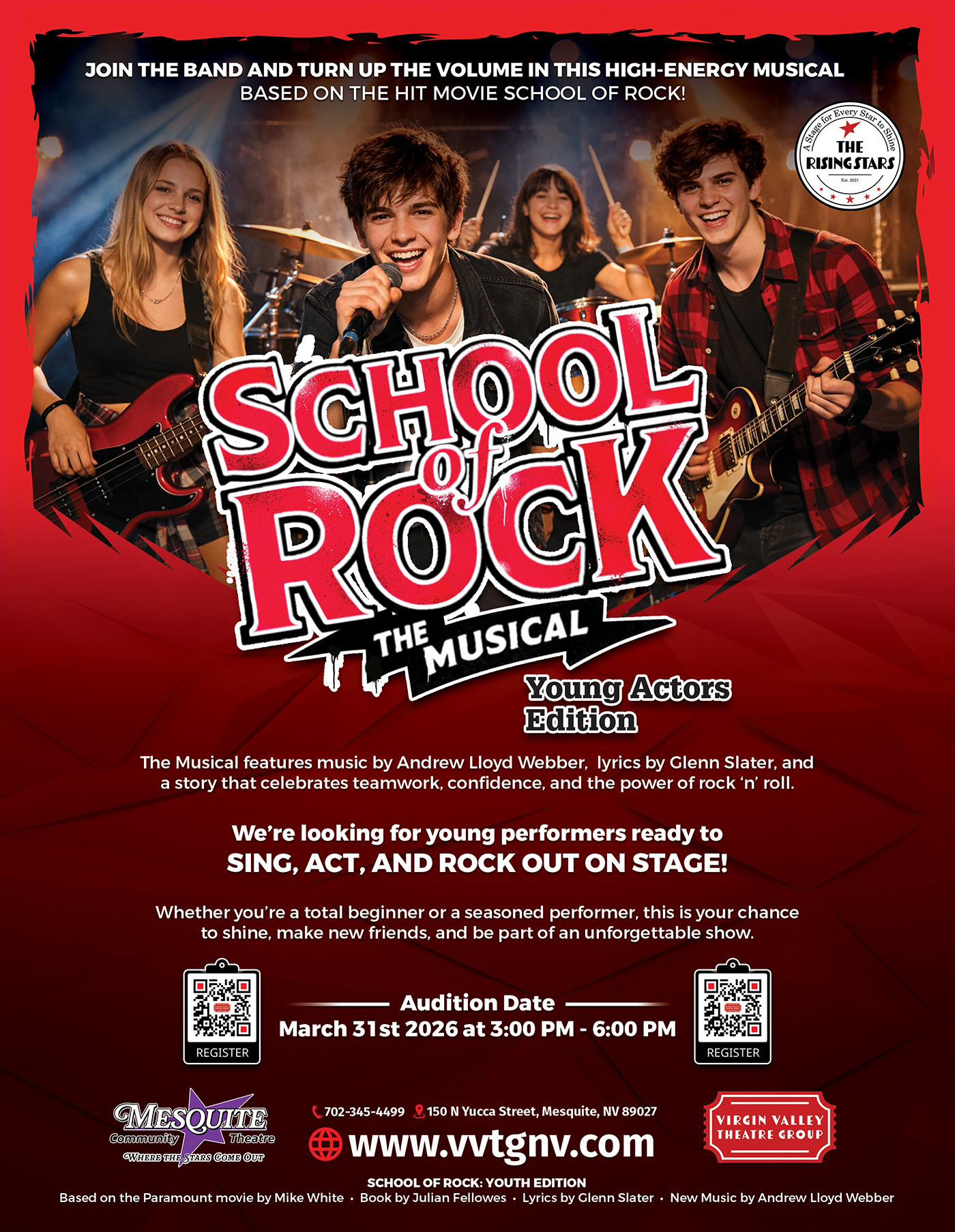 School Of Rock Youth Edition audition graphic